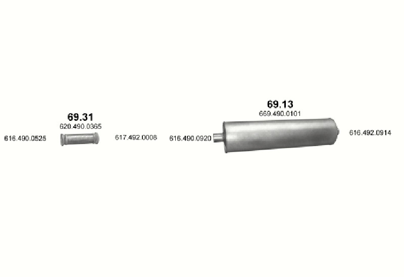 Schéma výfukového systému MERCEDES 10-16 T 1417 CK/1417 CAK