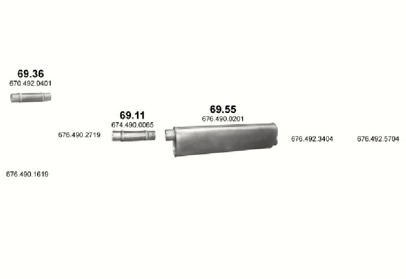 Schéma výfukového systému MERCEDES 10-16 T 1120 AF/1124 AF