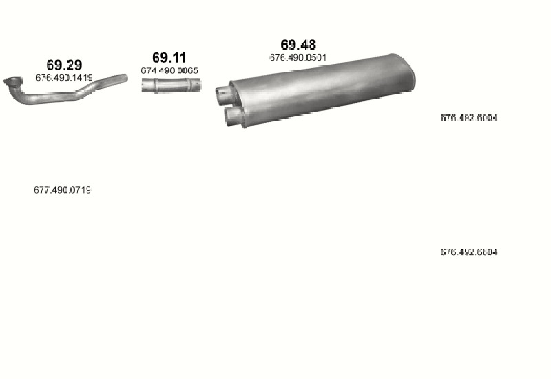 Schéma výfukového systému MERCEDES 10-16 T 1120/1120 L-S-LS/1317/1317 L-LS/1320/1320 L-S-LS/1517 L/1520