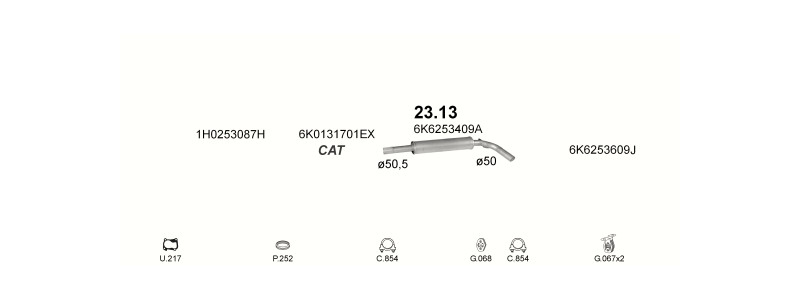 Schéma výfukového systému SEAT IBIZA 1.6