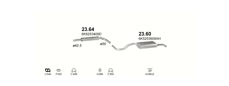 Schéma výfukového systému SEAT CORDOBA 1.6