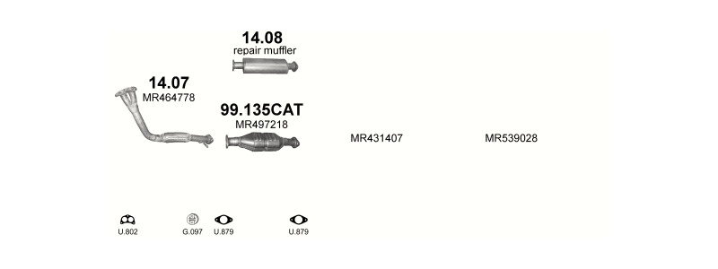 Schéma výfukového systému MITSUBISHI PAJERO PININ 2.0