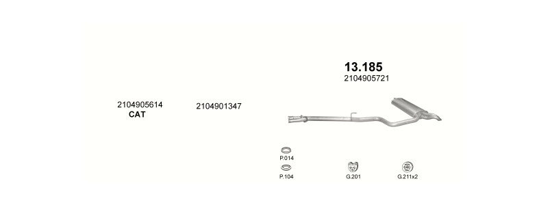 Schéma výfukového systému MERCEDES E320 - T210 3.2 CDi