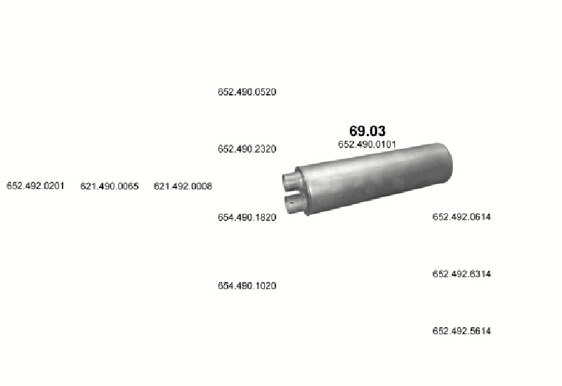 Schéma výfukového systému MERCEDES 19-33 T 2531/2524 L/2527 L/2531 L/2433 S-LS/2534 L-S-LS