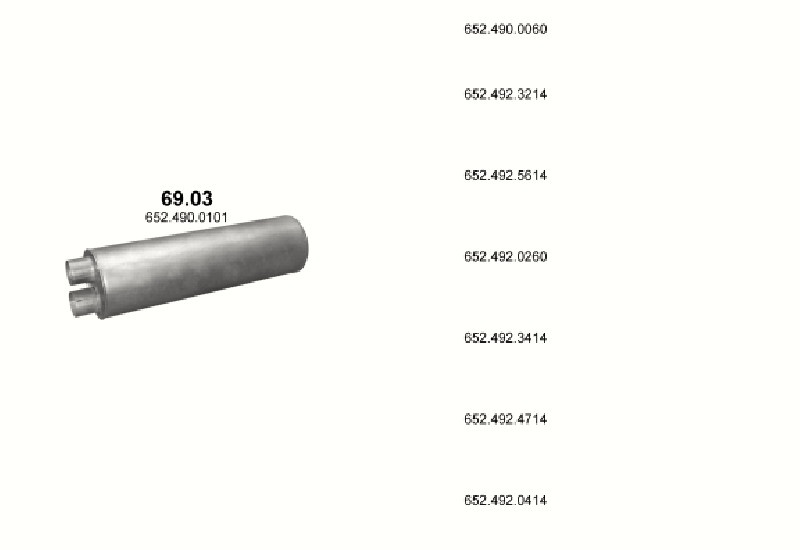 Schéma výfukového systému MERCEDES 19-33 T 2431/2433/2433 S/2434 L-K/2524 L/2527/2531/2531 L/2534/2534
