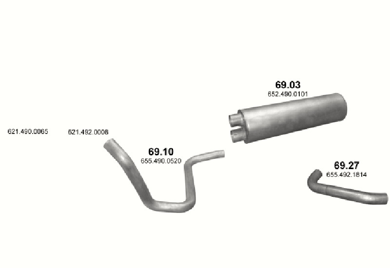 Schéma výfukového systému MERCEDES 17-18 T 1831 AK/1834 AK