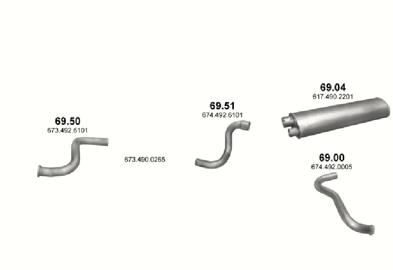 Schéma výfukového systému MERCEDES 10-16 T 1117/1117 L-S-LS-K/1317/1317 L-LS-K/1517/1517 L-K