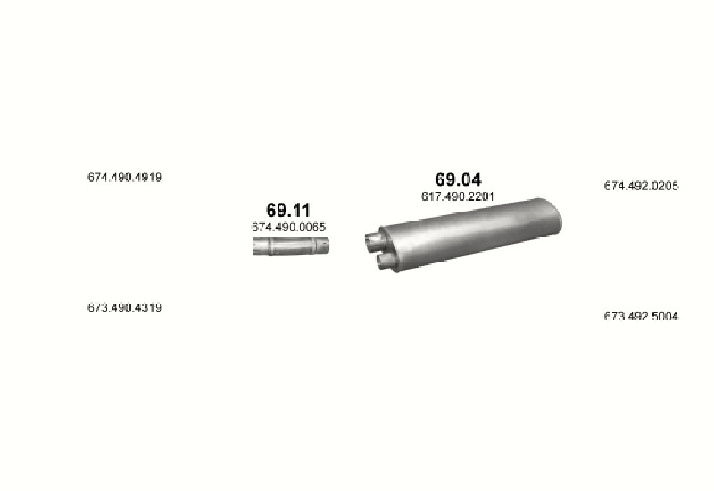 Schéma výfukového systému MERCEDES 6-9 T 711/811/814/814 L-S-K