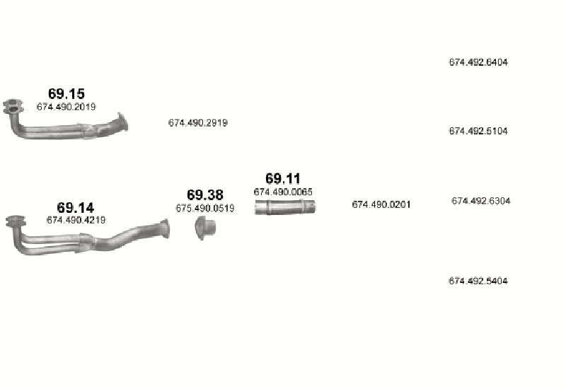 Schéma výfukového systému MERCEDES O 814 6.0