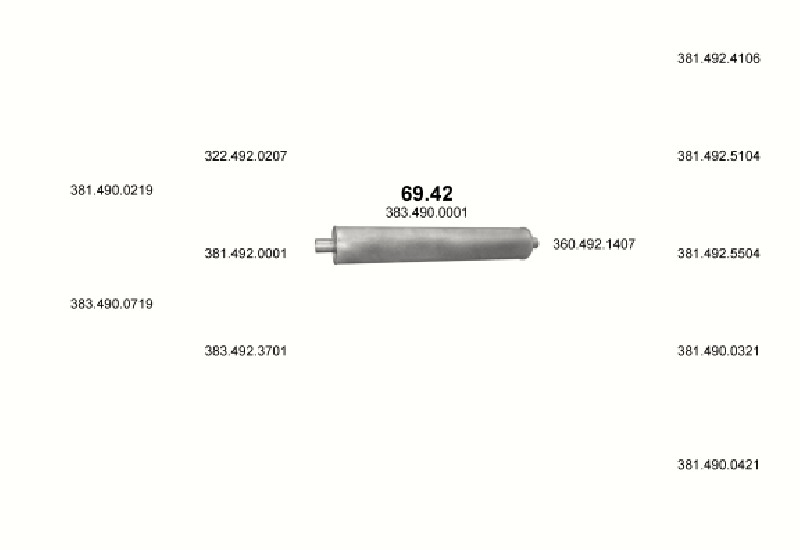 Schéma výfukového systému MERCEDES 10-16 T 1013/1013 A-S-K-AK-KO/1213/1213 A-K-AK-S-AS-KO-AKO/1413/1413