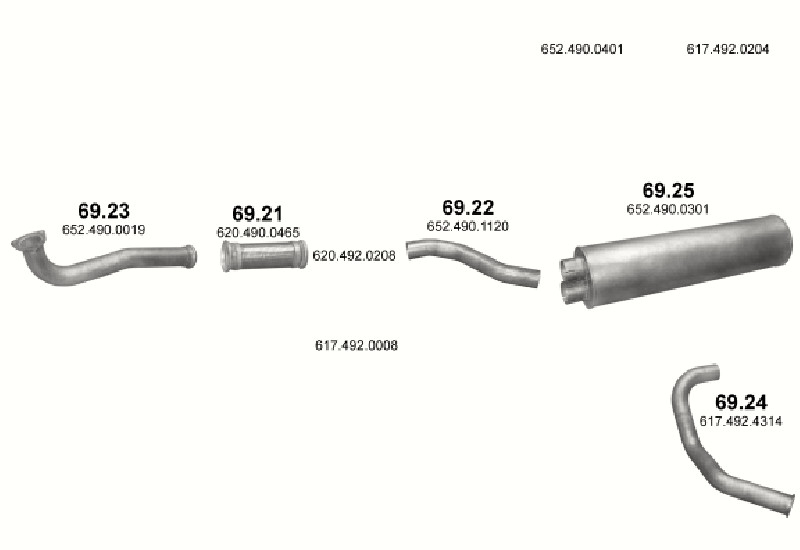 Schéma výfukového systému MERCEDES 19-33 T 2420/2420 L
