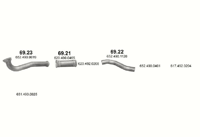 Schéma výfukového systému MERCEDES 10-16 T 1417/1420 L/1422/1425