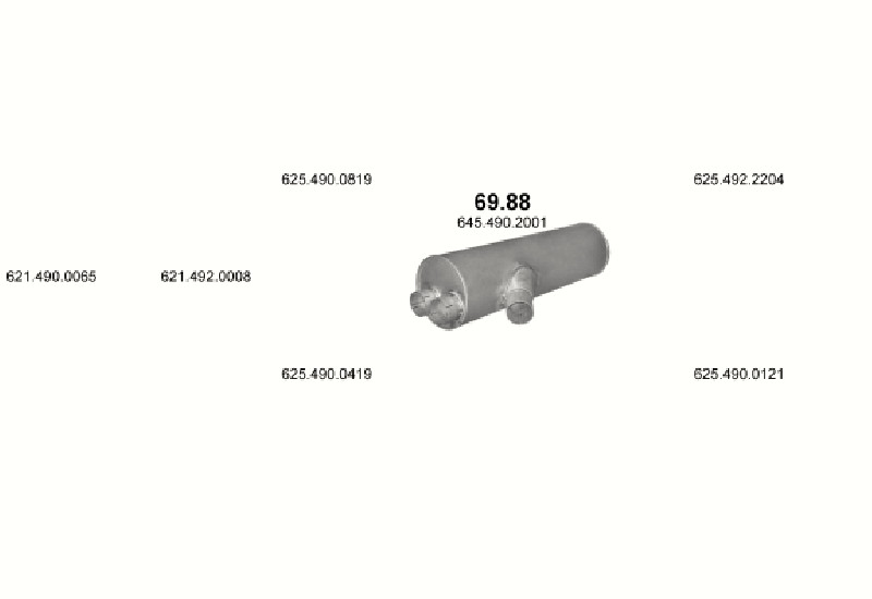 Schéma výfukového systému MERCEDES 34-50 T 3538/3535 B