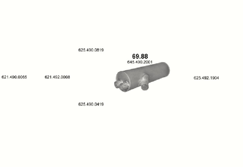 Schéma výfukového systému MERCEDES 19-33 T 3235/3238/3240