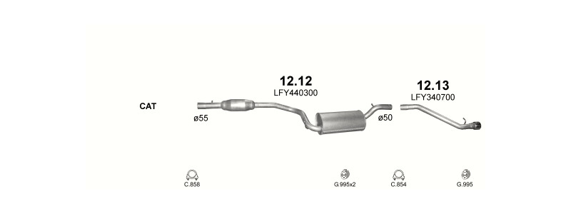 Schéma výfukového systému MAZDA 3 2.0