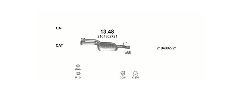 Schéma výfukového systému MERCEDES E430 - W210 4.3