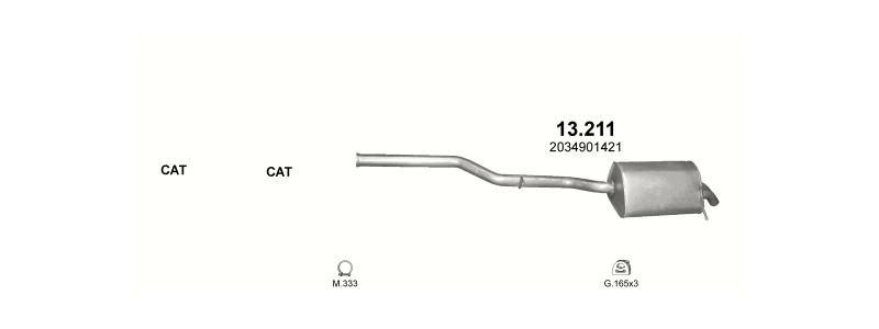 Schéma výfukového systému MERCEDES C270 - T203 2.7 D