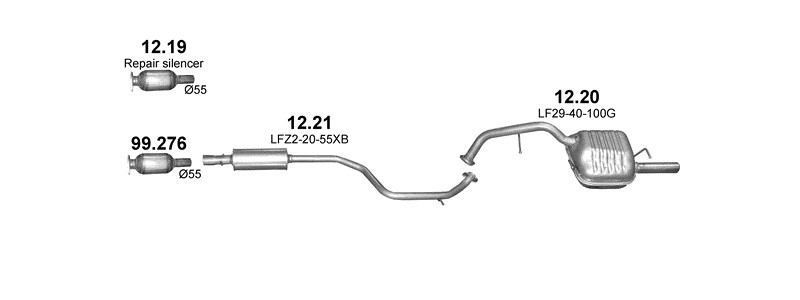 Schéma výfukového systému MAZDA 5 2.0