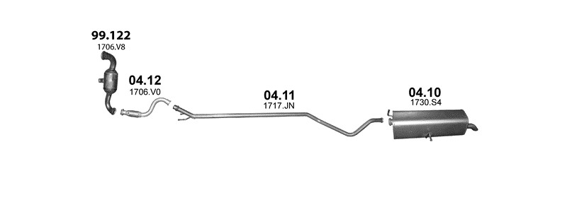 Schéma výfukového systému CITROEN C4 1.6 D