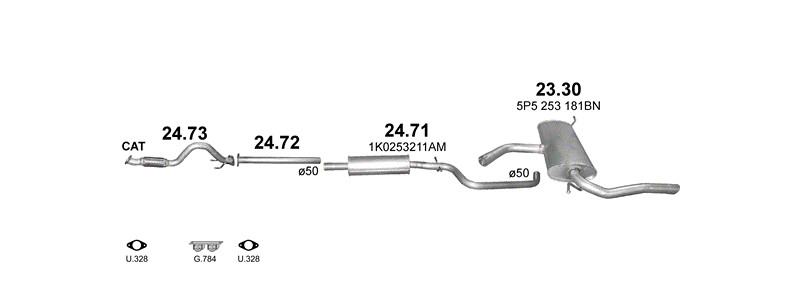 Schéma výfukového systému SEAT ALTEA XL 1.2