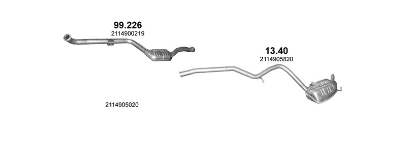 Schéma výfukového systému MERCEDES E220 - W211 2.2 D