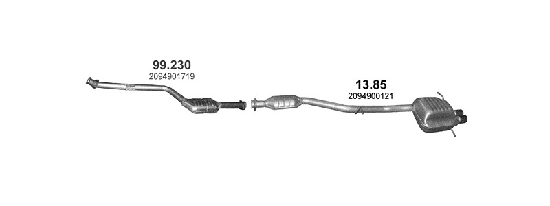 Schéma výfukového systému MERCEDES C230 - CL203 1.8
