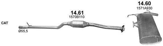 Schéma výfukového systému MITSUBISHI LANCER 1.6