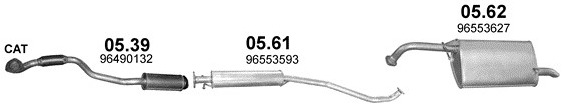 Schéma výfukového systému CHEVROLET NUBIRA 1.8