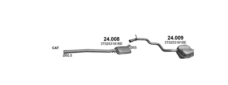 Schéma výfukového systému SKODA SUPERB 1.8