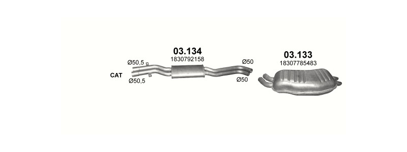 Schéma výfukového systému BMW 3 E46 2.9 D