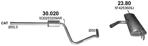 Schéma výfukového systému SEAT LEON 1.2