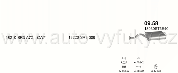 HONDA CIVIC 1.6 HATCHBACK 1/1992-0/1994 1590ccm 92kW / 125HP KAT 1.6i 16V