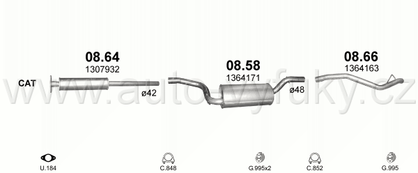 FORD FOCUS 1.6 KOMBI 9/2004-7/2011 1596ccm 74-84-85kW / 101-114-116HP KAT 1.6i 16V