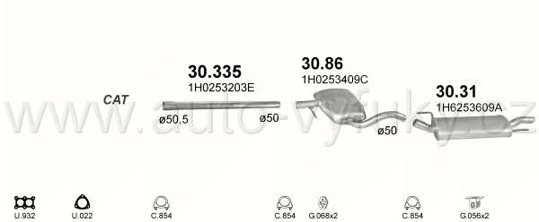 VOLKSWAGEN GOLF III 1.6 HATCHBACK 10/1994-9/1997 1595ccm 74kW / 101HP KAT GL