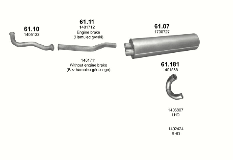 Schéma výfukového systému DAF LF 45 3.9 – Sestava 6