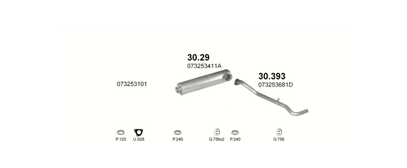 Schéma výfukového systému VOLKSWAGEN LT 2.4 D – SWB