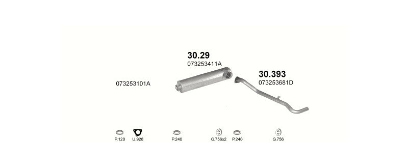 Schéma výfukového systému VOLKSWAGEN LT 2.4 D – LWB