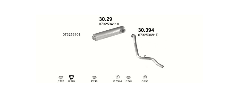 Schéma výfukového systému VOLKSWAGEN LT 2.4 D – SWB