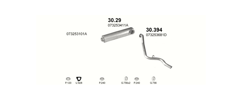 Schéma výfukového systému VOLKSWAGEN LT 2.4 D – LWB