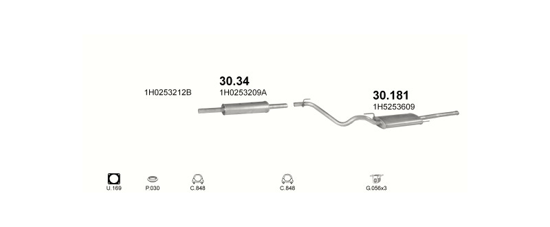 Schéma výfukového systému VOLKSWAGEN VENTO 1.8 – Sestava 1