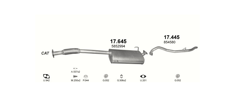 Schéma výfukového systému OPEL FRONTERA A 2.5 D – 2.5 TD 4x4 LWB 2760mm 4D