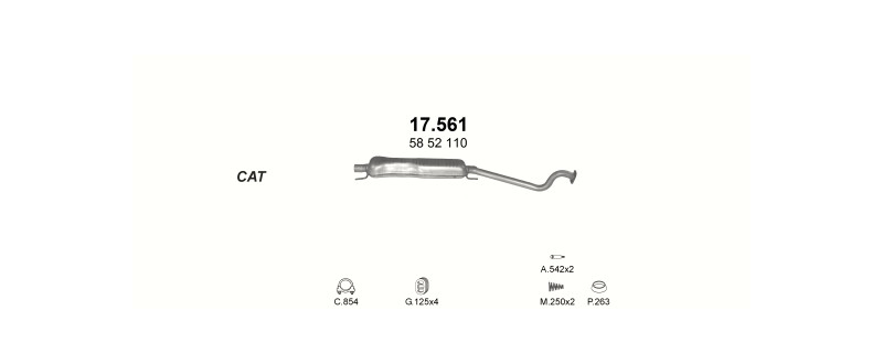 Schéma výfukového systému OPEL ASTRA G 2.0 D – 2.0 Di