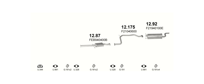 Schéma výfukového systému MAZDA 626 2.0 – 2.0 12V AUT