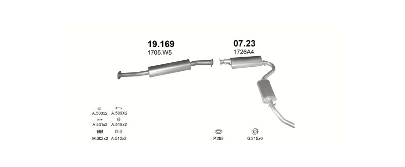 Schéma výfukového systému CITROEN JUMPER 1.9 D – 1.9 D COMBI