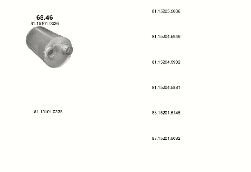 Schéma výfukového systému MAN LION`S CITY 12.0 – G/UELL/LL ; D2866 LUH – sestava 1