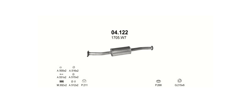 Schéma výfukového systému CITROEN JUMPER 1.9 D – 1.9 Turbo Diesel COMBI