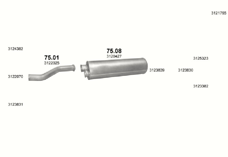 Schéma výfukového systému VOLVO FL 6 5.4 – 4X2 FL618/619 – sestava 1