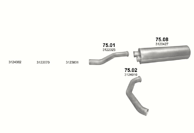 Schéma výfukového systému VOLVO FL 6 5.4 – 4X2 FL618/619 – sestava 2