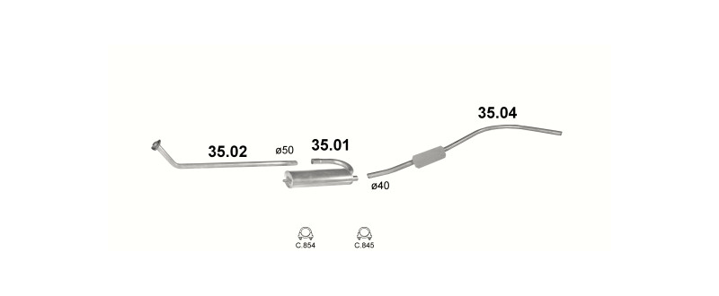Schéma výfukového systému NYSA - 2.1 – Sestava 1