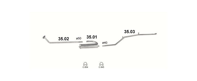 Schéma výfukového systému NYSA - 2.1 – Sestava 2